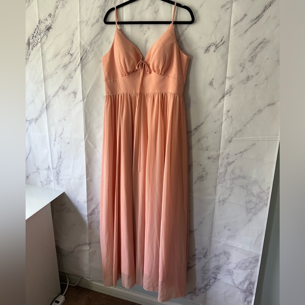 SHEIN - PEACH PINK FORMAL/BRIDESMAID MAXI DRESS WOMENS LARGE - Picture 10 of 13